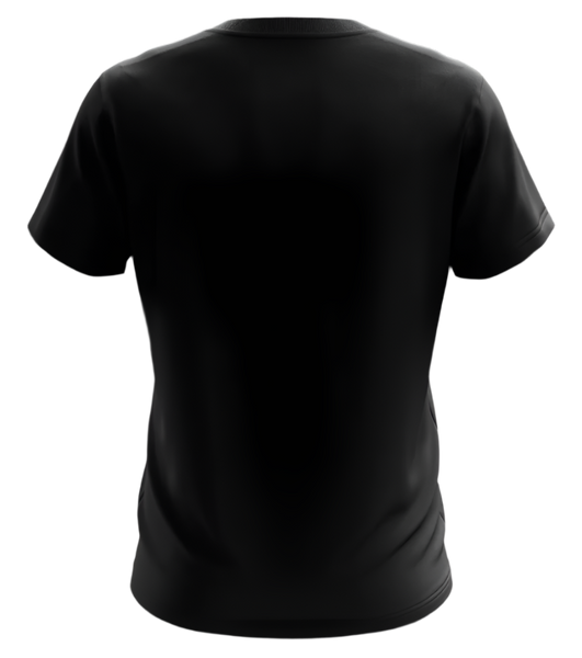Festive black T-shirt with a vibrant "Feliz Navidad" and "HOHOHO" design, featuring tropical palm trees, Puerto Rican flags, and a Santa sleigh, perfect for holiday celebrations with a cultural flair.