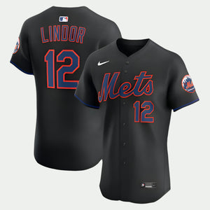 2025 Jersey Nueva York Mets (Black) "El Capitán" #12 – Transpirable, Secado Rápido
