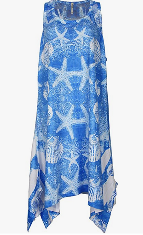 Beachwear 2023 Shark Bite Hem Cover-Up Vestido con diseño de concha y gemas