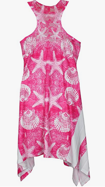 Beachwear 2023 Shark Bite Hem Cover-Up Vestido con diseño de concha y gemas