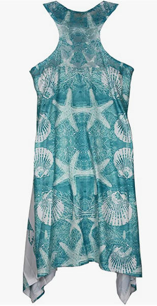 Beachwear 2023 Shark Bite Hem Cover-Up Vestido con diseño de concha y gemas