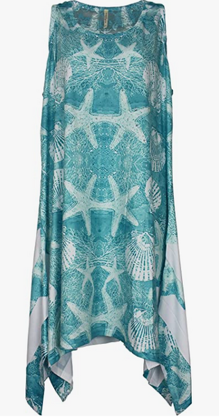 Beachwear 2023 Shark Bite Hem Cover-Up Vestido con diseño de concha y gemas