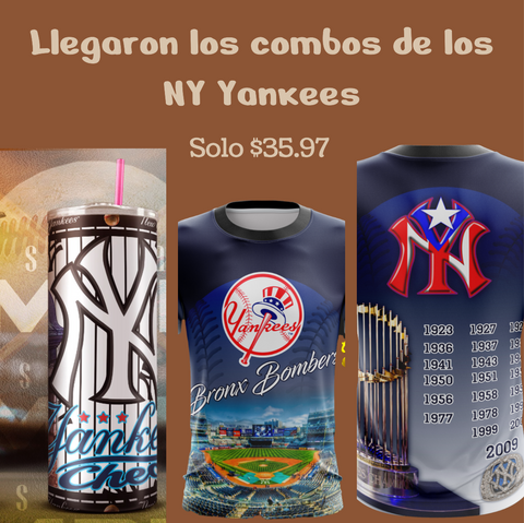 New York Yankees combo set with tumbler and Bronx Bombers graphic T-shirts, MLB fan gear bundle for only $35.97