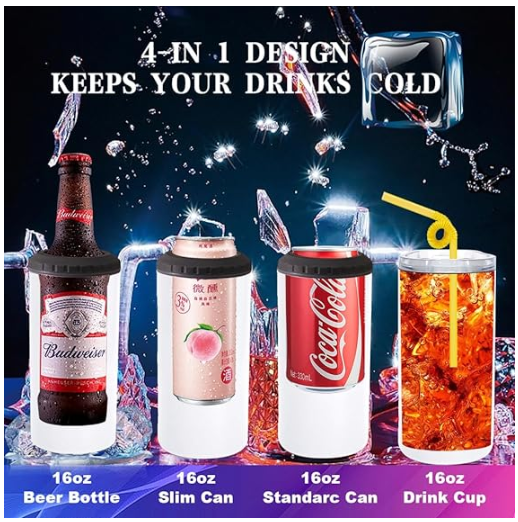 Set of three white can coolers designed to hold beer bottles and cans, featuring a sleek design with black tops, ideal for keeping drinks cold in 2025.