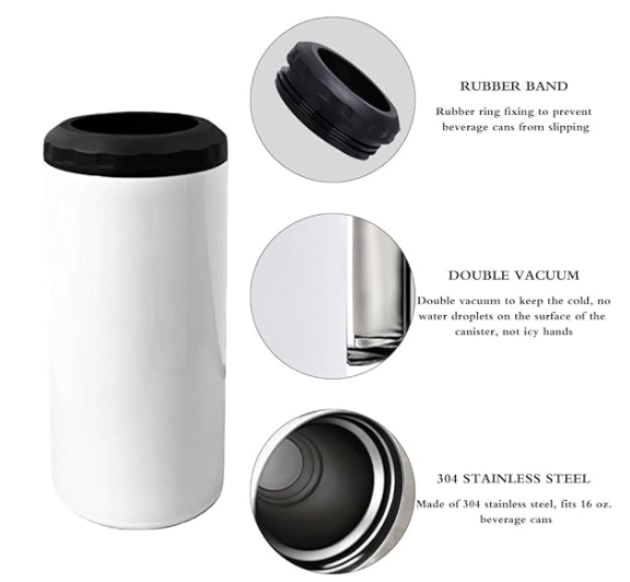 Set of three white can coolers designed to hold beer bottles and cans, featuring a sleek design with black tops, ideal for keeping drinks cold in 2025