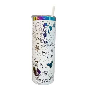 Disney-Inspired Laser Engraved Stainless-Steel Tumbler with Acrylic Lid and Reusable Straw