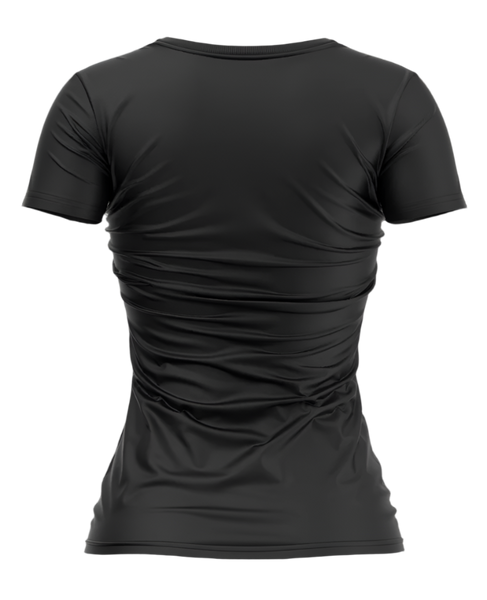 Festive black V-neck T-shirt featuring the Grinch with "Feliz Navidad" text, tropical design, and front-back views, ideal for holiday celebrations and unique gift ideas.