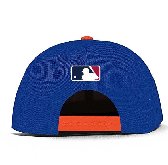 New York Mets blue baseball cap with orange logo and New Era adjustable fit hat.