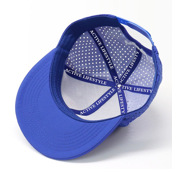 Vibrant blue Puerto Rico baseball cap with bold red "PR" embroidery, perfect for fans showing team pride and adding a stylish touch to any collection.