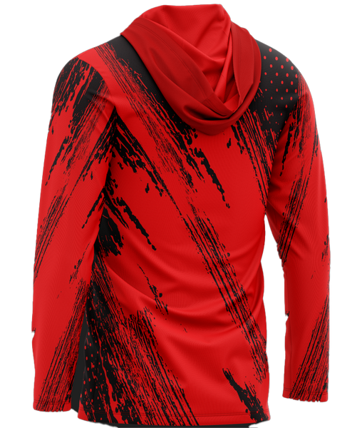 Red Quebradillas Piratas basketball hoodie with pirate logo, featuring a basketball and established 1926 text, designed for sports fans, available 2025