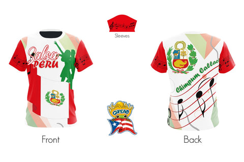 A vibrant t-shirt celebrating Loíza, Puerto Rico as "La Capital de la Tradición" with front and back designs. The front features bold text "La Capital de la Tradición" with colorful Vejigante masks, a Puerto Rican flag, and a drum emblem on a blue gradient background. The back showcases a beach scene with a "Loíza Isla del Encanto" sign, a palm tree, a large star, and a Gufeao logo, perfect for expressing Loíza pride and Puerto Rican cultural heritage.